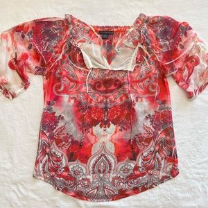 Covington Crinkle Tie Dye Tie Front Blouse Size Small